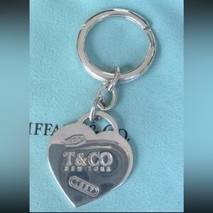 Tiffany & Co Vintage Sterling Silver T & Co New York Heart 1837 Key Chain